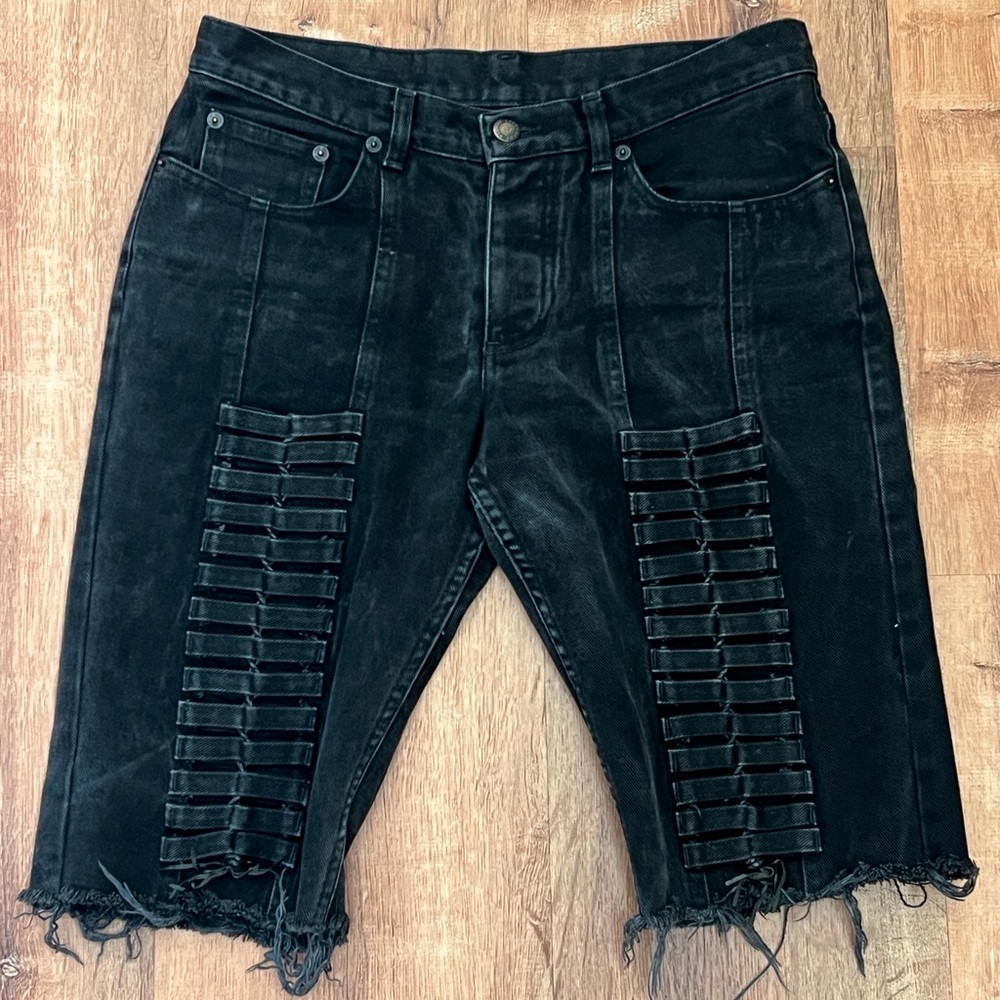 Helmut Lang Aviator-Style Denim Shorts, 28